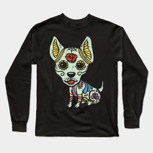 Chihuahua Skull Floral Skeleton Long Sleeve T-Shirt